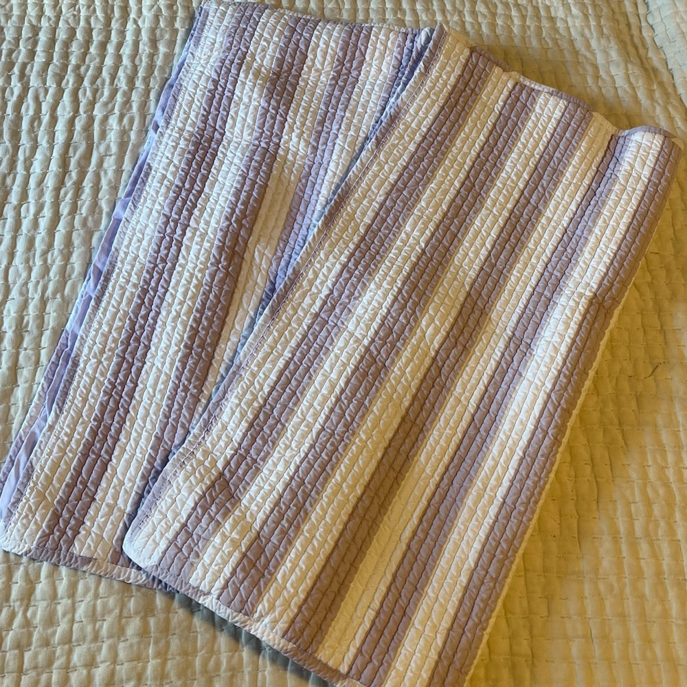 White and Lavender Stripe Pottery Barn Kids Euro Shams